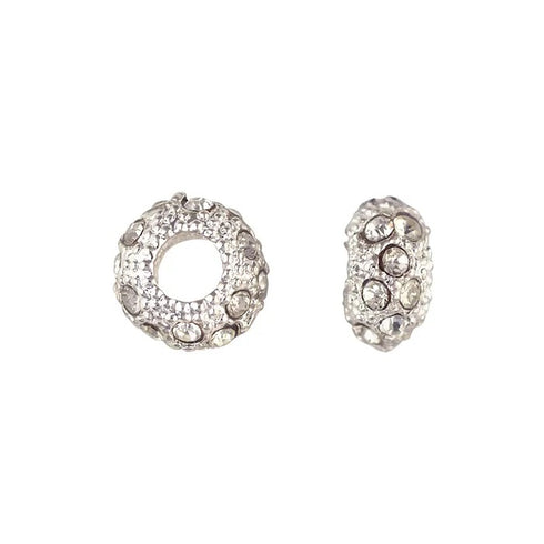 10mm Metal Alloy Rondelle Donut with Diamante Spacers